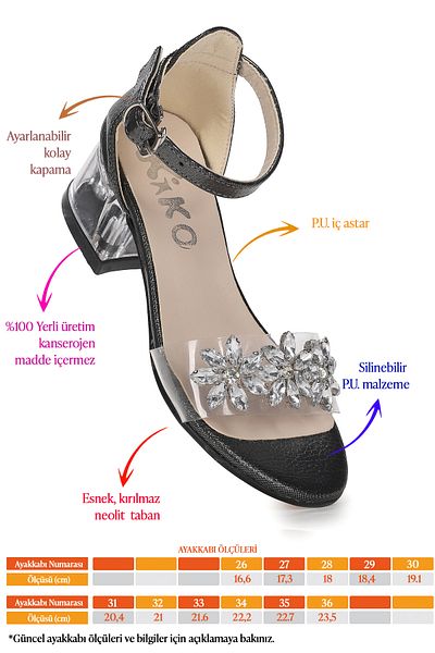 Kiko Kids Yangu Vakko Stone Fata Copil 3 Cm Sandale Transparente Cu Toc Pantofi Rochie De Seara