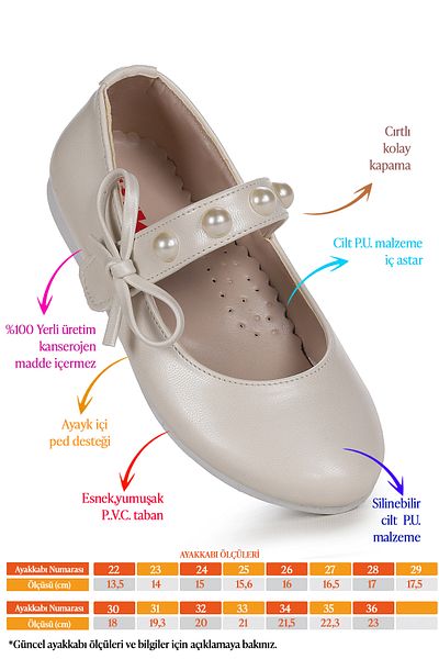 Kiko Kids Bareti Skin Pearl Daily Velcro Παπούτσια μπαλαρίνας για κορίτσια