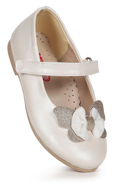 Kiko Kids Stoned Velcro Girls' Bow Ballerina Shoes Ege 204 Skin
