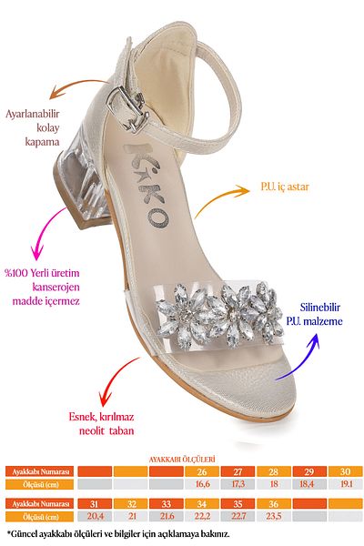 Kiko Kids Yangu Vakko Stone Fata Copil 3 Cm Sandale Transparente Cu Toc Pantofi Rochie De Seara