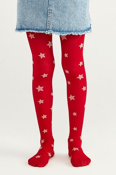 Penti Red Girl's Star Pantyhose