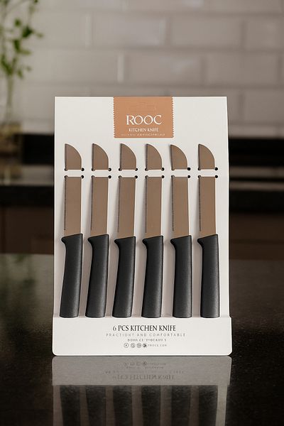 Rooc 6-Piece Kitchen Knife Set, Ultra Sharp, Gray