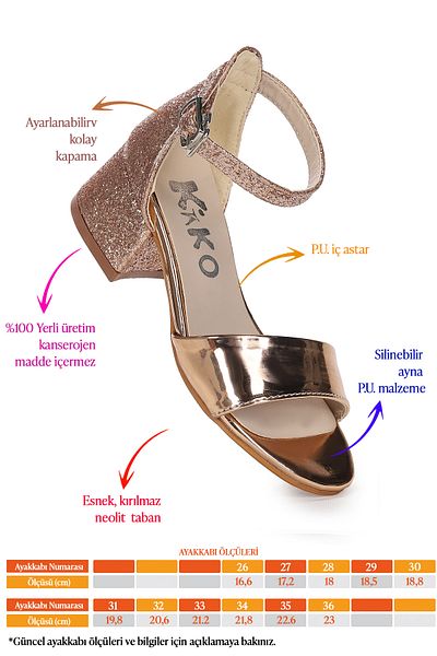 Kiko Kids Sheila Mirror Sand Daily Fetiță Sandale cu toc de 3 cm Pantofi de seară