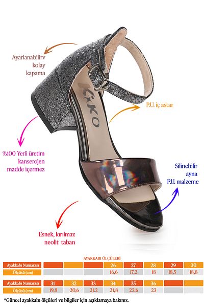 Kiko Kids Sheila Mirror Sand Daily Fetiță Sandale cu toc de 3 cm Pantofi de seară