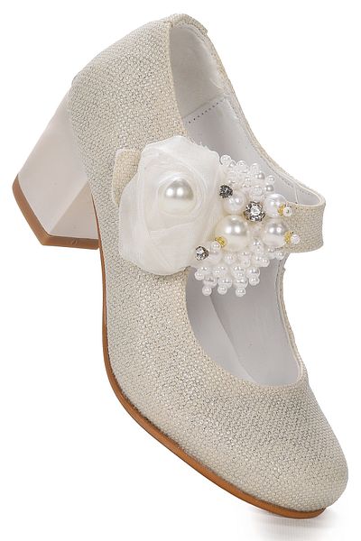 Kiko Kids Angelina Sand Silvery Daily Girl's 4 cm Heeled Evening Dress Shoes