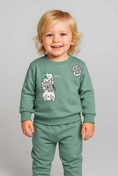 MGO KİDS Baby Boy Cat Printed 100% Cotton Combed 2 String 2 Pack, Set