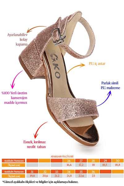 Kiko Kids Alexa Daily Girl's 4 cm Heeled Sandals Evening Dress Shoes