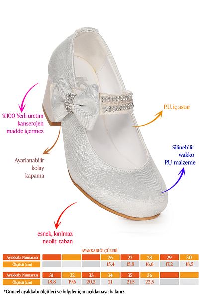 Kiko Kids Cameli Vakko Daily Girl's 4 cm Heeled Evening Dress Shoes