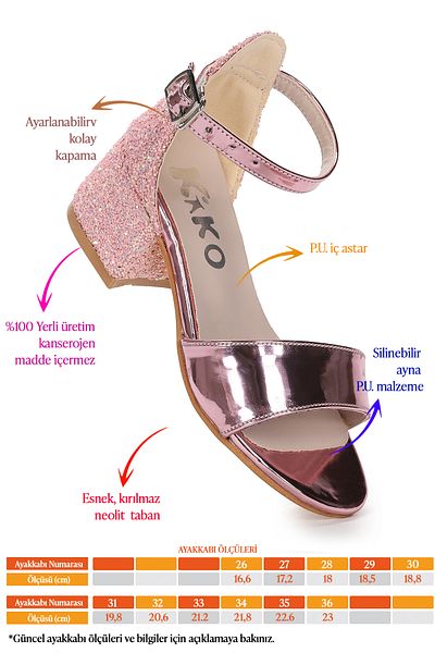 Kiko Kids Sheila Mirror Pine Daily Fetiță Sandale Cu Toc 3 Cm Pantofi Rochie De Seară