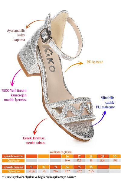Kiko Kids Else Daily Fetiță Sandale Cu Toc 3 Cm Pantofi Rochie De Seară