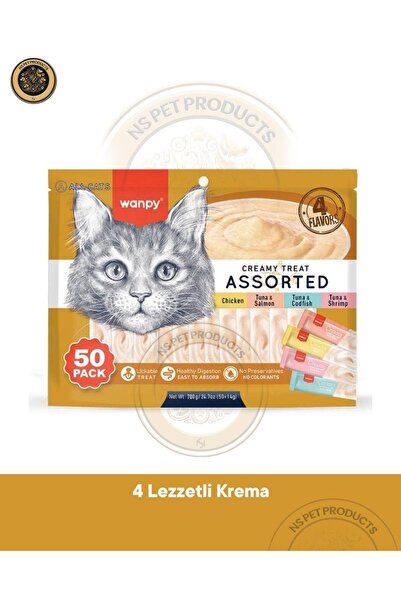 Wanpy Karışık 4 lezzetli Krema Kedi Ödül Maması 50x14gr