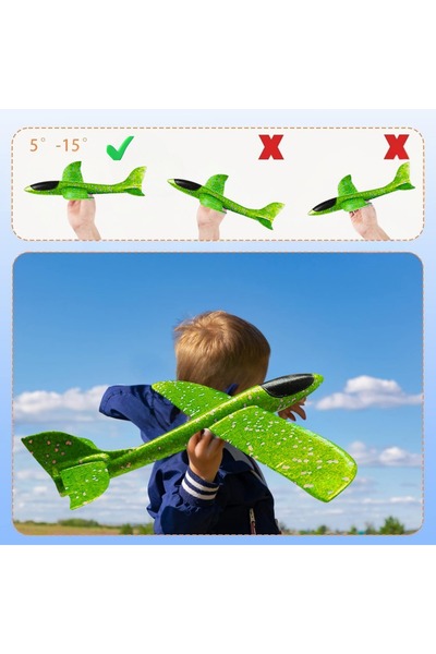 OULABİMİR Yeşil Çocuk Köpük Uçak Oyuncak - El Planörü, Elle Atılan Eğlenceli ...