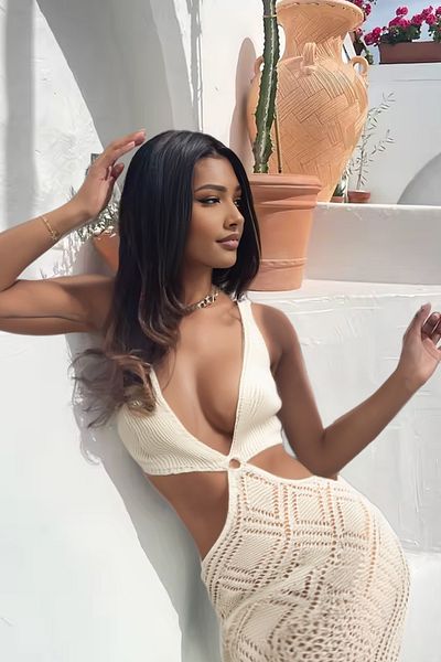 FASHION COCKTAIL Πλεκτό πλεκτό χωρίς επένδυση παραλίας μπικίνι μπικίνι παραθαλάσσιο φόρεμα διακοπών με λεπτομέρεια από μακραμέ