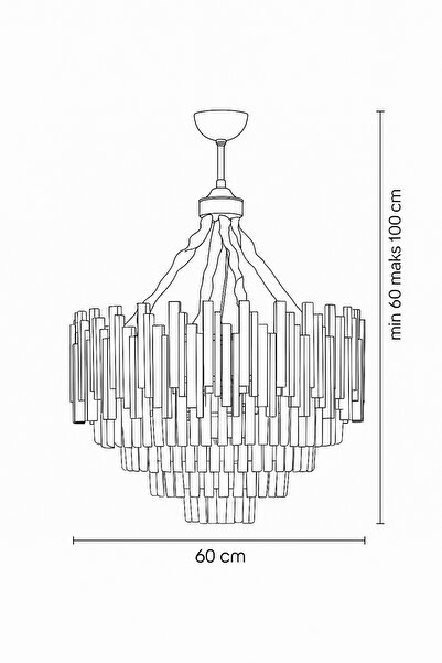 Avizemoda Sima 60 Cm'lik Kristal Cam Taşlı Lüks Avize - (sarı Yaldız)