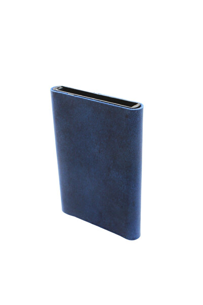 Tesbihane Μοντέρνο σχέδιο, όλο το ραμμένο στο χέρι, μπλε Crazy Leather θήκη για κάρτες-πορτοφόλι με μηχανισμό