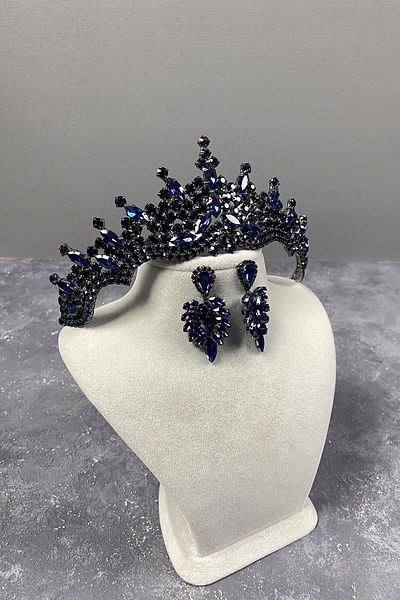 Hayalperest boncuk Tokyo Stoned Bridal Henna Crown and Shuttle Earring Set