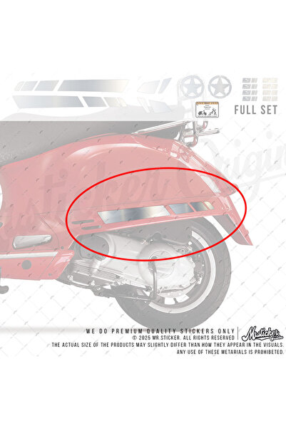 Bay Etiket Sts11 Parlak Krom Renk Vespa Gts/gtv Kasa Uyumlu Yan Çıta Seti
