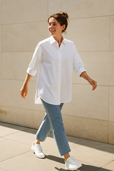 Patika Women's Oversize Loose Cut Shirt -White