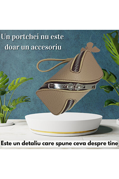 OEM Handmade leather key ring with double zipper