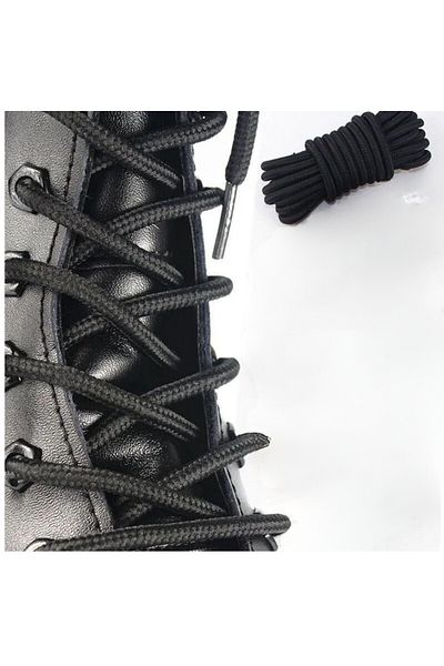 Mawrond 200 cm Black, Extra Sturdy, Thick, Ribbed, Round Structure, Boots, Shoelaces, 1 Pair