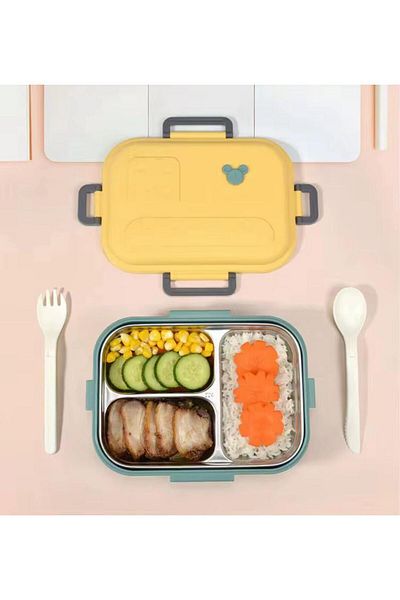 GÜVEN Lunch Box - Healthy Stainless Steel Yellow-green