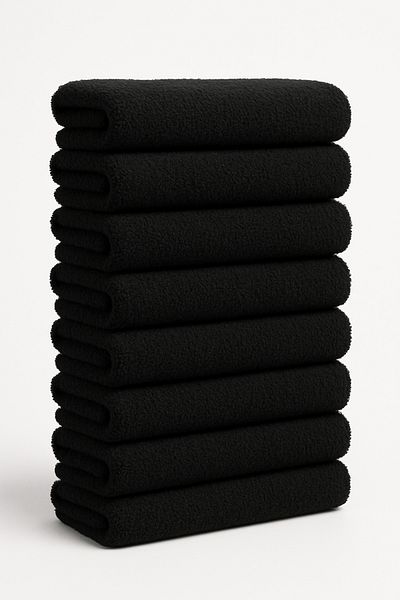 Elaganya Black Sports Fitness Towel Stain Resistant Hairdresser Barber Towel 50X90 cm 12 Pieces