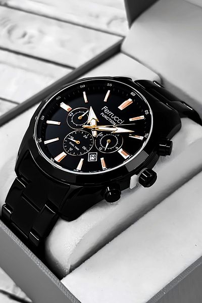 Ferrucci Function Men's Wristwatch Black Color Steel Strap Steel Case 3 Atm Water Resistance Zmfer04