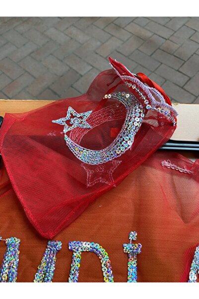 GÜVEN Asker Şalı O Şimdi Asker Yazılı Şal Simli Ay Yıldızlı Eldiven Kınalık Takım