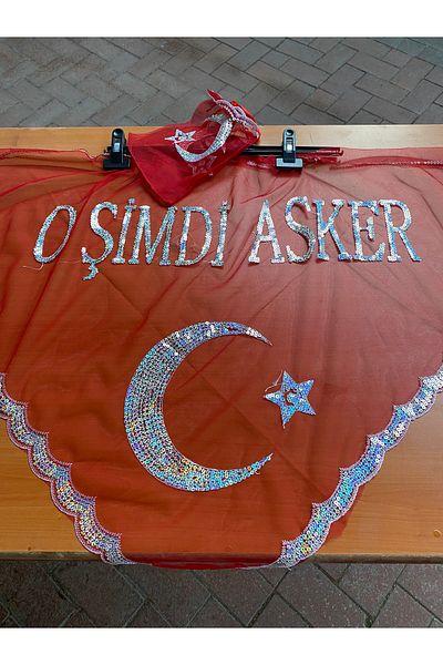 GÜVEN Στρατιωτικό σάλι O Now Soldier Written Shawl Glitter Moon Starry Gloves Σετ καπέλων