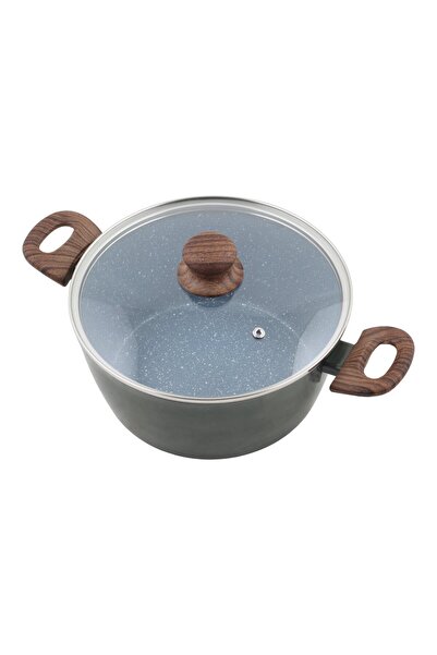 Chefline Granite Dutch Oven FN04-20D 20cm Non-Stick Cast Aluminum Casserole with Glass Lid