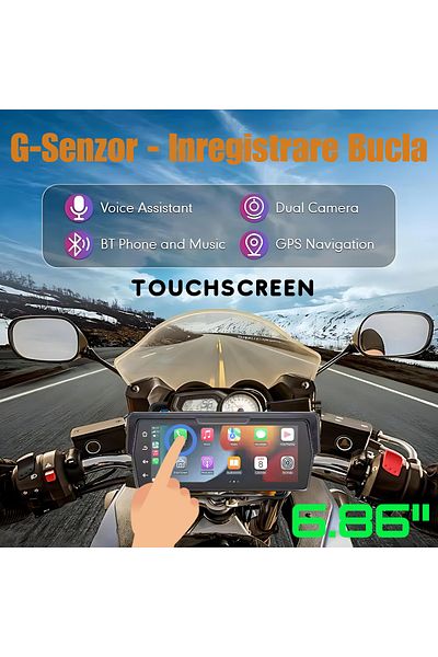 Medeyatech GPS Navigation System for Motorcycles with Dual Recording Cameras