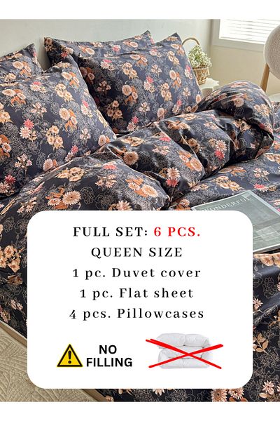 LUNA HOME Queen Size 6-piece Duvet Cover Set 200*230cm Featuring A Charming Vintage Print.