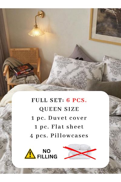 LUNA HOME Queen Size 6-piece 3d Duvet Cover Set 200*230cm Vintage Print