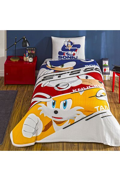 Taç Modern 3 Single Sonic Crown Licensed Cotton Pique Set