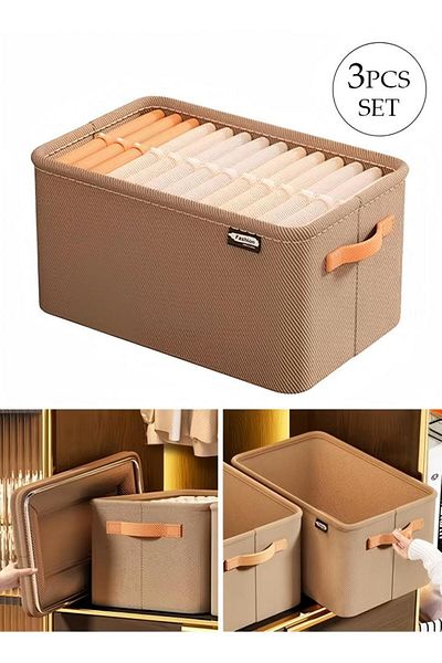 Generic 3 Pcs Clothing Storage Box Closet Clothes Organizer Foldable Washable Closet Clothing Storage Box