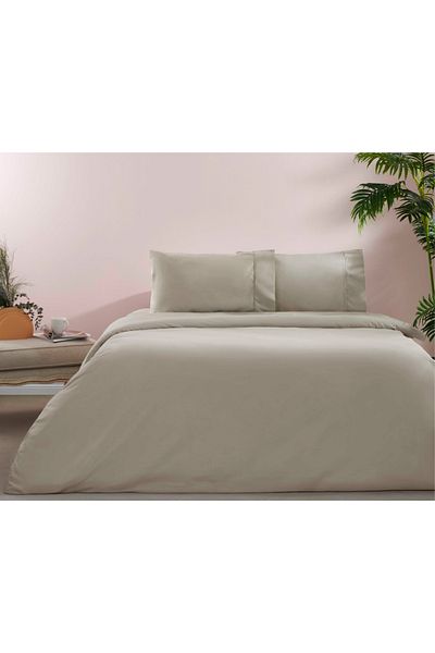 Taç Taç Ranforce Basic Queen Size Duvet Cover Set Mink