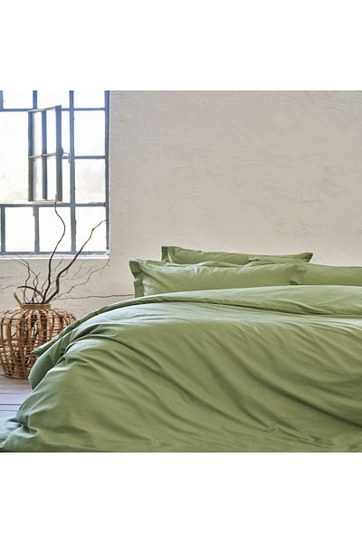 Linens Mix&Match Cotton King Size Satin Duvet Cover Dark Green