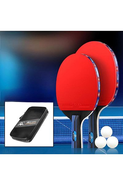 Generic 5-Piece Table Tennis Racket And Ball Set With Storage Pouch
