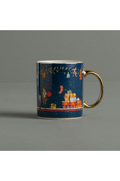 Linens Navy Blue Train 330 ml Mug