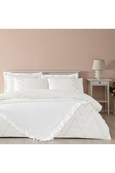 Taç Taç Rosetta Bedspread Double Duvet Cover Set White