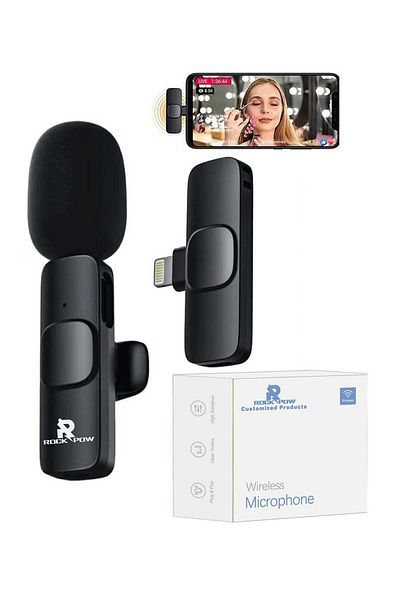 fun zone Auto-syncs Clip-on Wireless Lavalier Microphone for iPhone MIC001 Black
