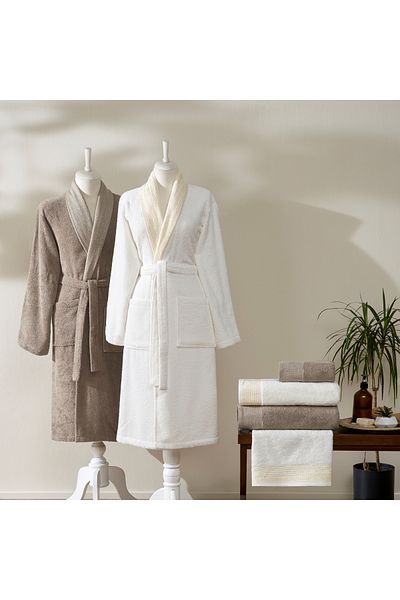 Taç Σετ οικογενειακής ρόμπας Zen Pure Cotton Cotton Ecru Beige