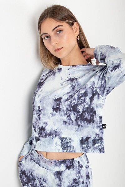 RICH GİYİM Hanorac negru Crop Batik pentru damă