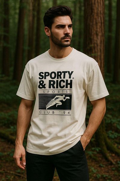 Rich Ανδρικό μπλουζάκι Basic Oversize Άνετη εφαρμογή 100% βαμβακερό μπλουζάκι με κοντό μανίκι
