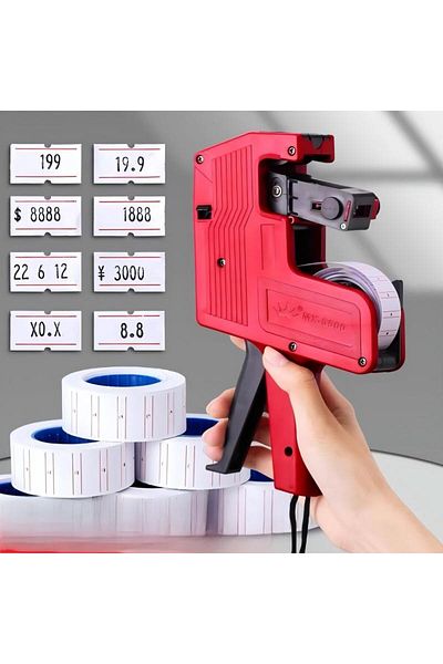 Generic Eight-digit Price Label Machine, 10 Spare White Price Tags And 2 Spare Cartridge