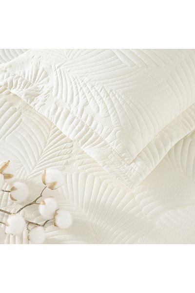 Linens Leaf Ecru Double Bedspread Set