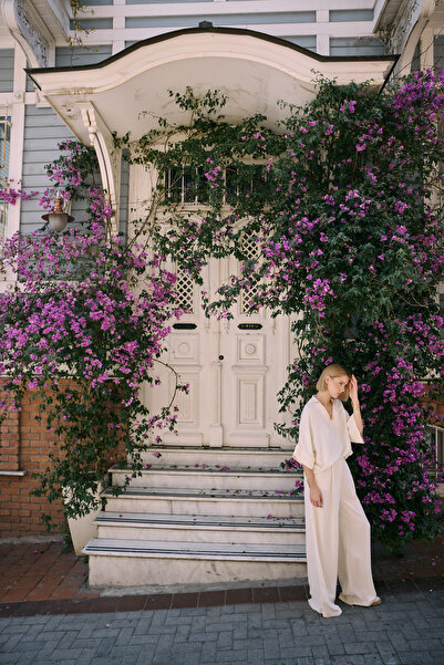 Sateen Штани з додаванням льону - Камінь