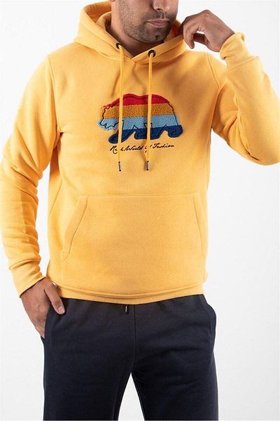 Rich Φούτερ Süzene Embroidery Bear με στάμπα με κουκούλα μουστάρδα με φλις