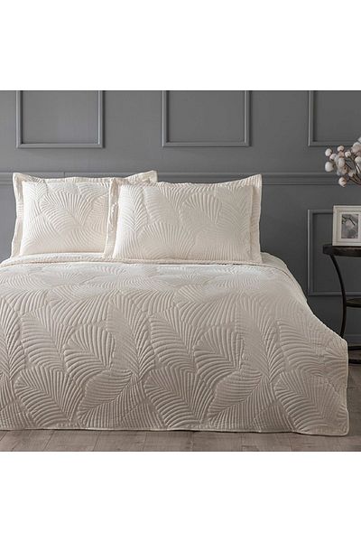 Linens طقم مفرش سرير فردي بلون إكرو
