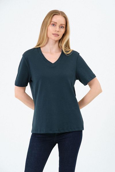 Rich Γυναικείο κοντό μπλουζάκι με λαιμόκοψη V - Interlock Fabric